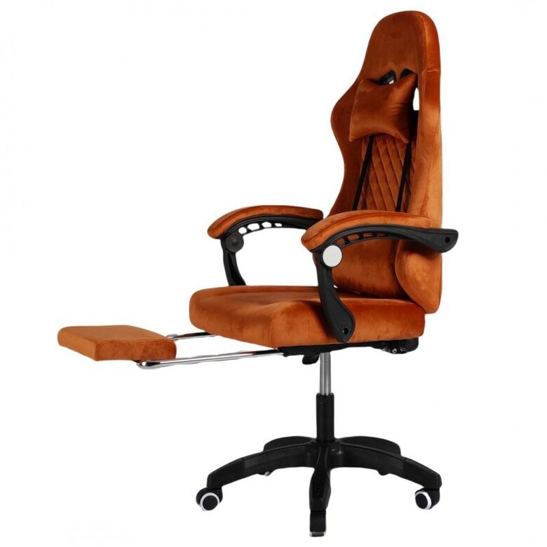 GRIND swivel chair with footrest and massager, velvet