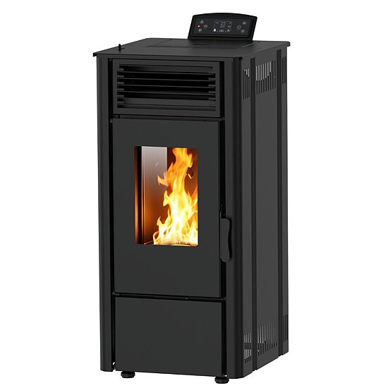  AURORA - Black 8.1kWПеллетный камин CALVOR - AURORA - Черный, 8,1 кВт, с дополнительным воздуховыпускным отверстием.