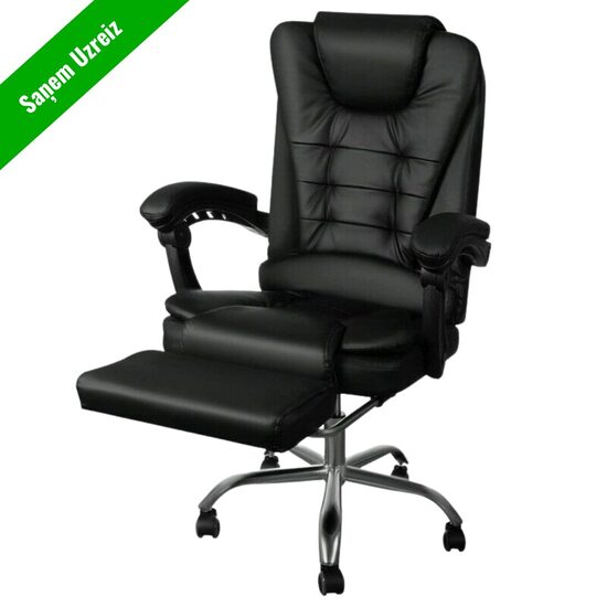 ''BOSS'' grozāmais biroja krēsls ar kāju balstu - melna eko āda ko22cz