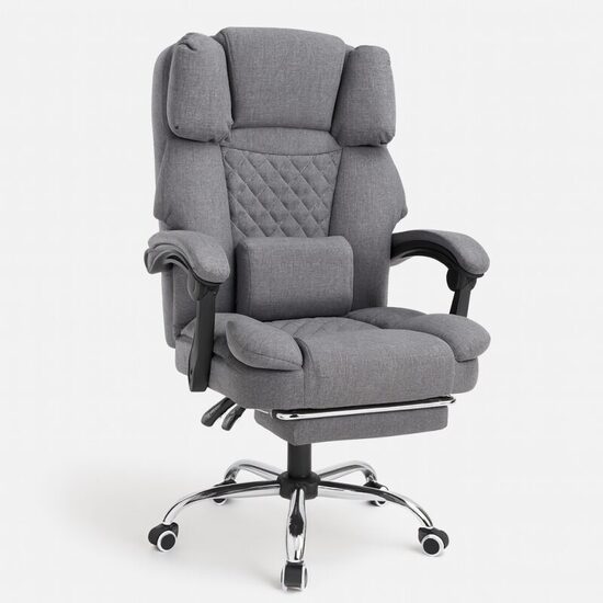 MASTER swivel office chair with footrest and massager - gray