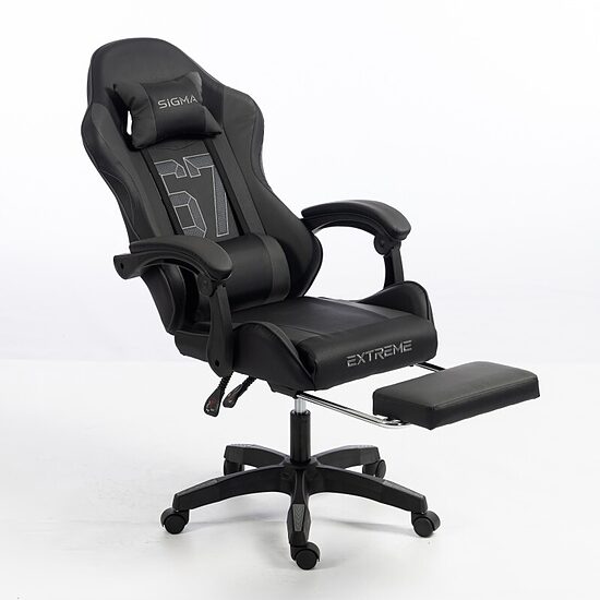 Youth gaming chair 67, swivel with footrest and cushions, black KO55CZ
