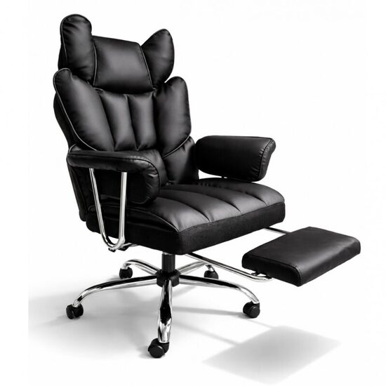 RELAX PRO pasukama biuro kėdė su pakoja – juoda eko oda KO50CZ